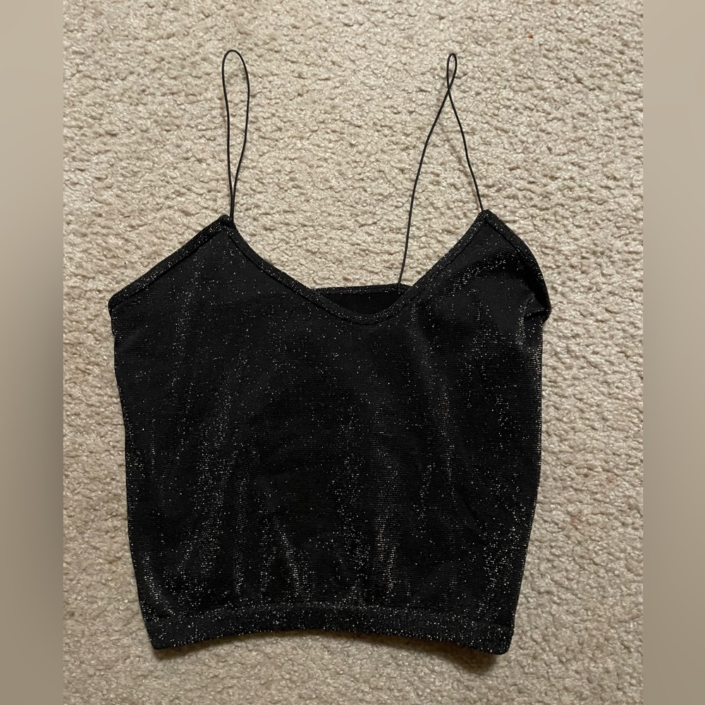 Free People Black Glitter Camisole